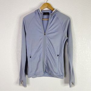 Icebreaker Blue 100% Merino Wool Full Zip Hooded Jacket